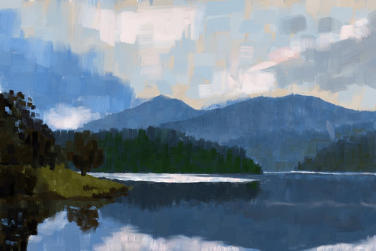 Bon Tempe Lake - 30” x 20” digital painting on canvas print.
