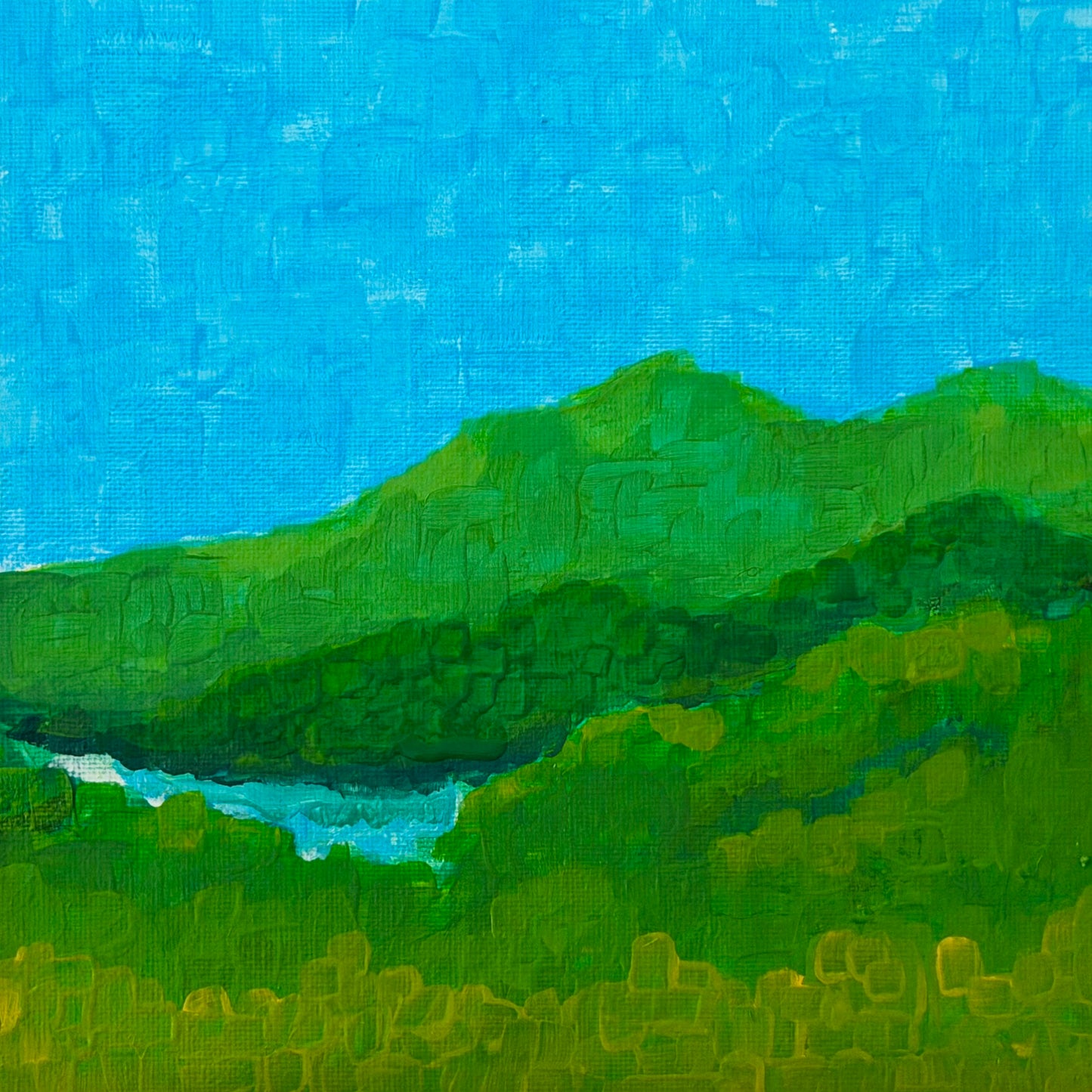 Mount Tamalpais from Bald Hill, 8 x 8 inch acrylic on canvas board.