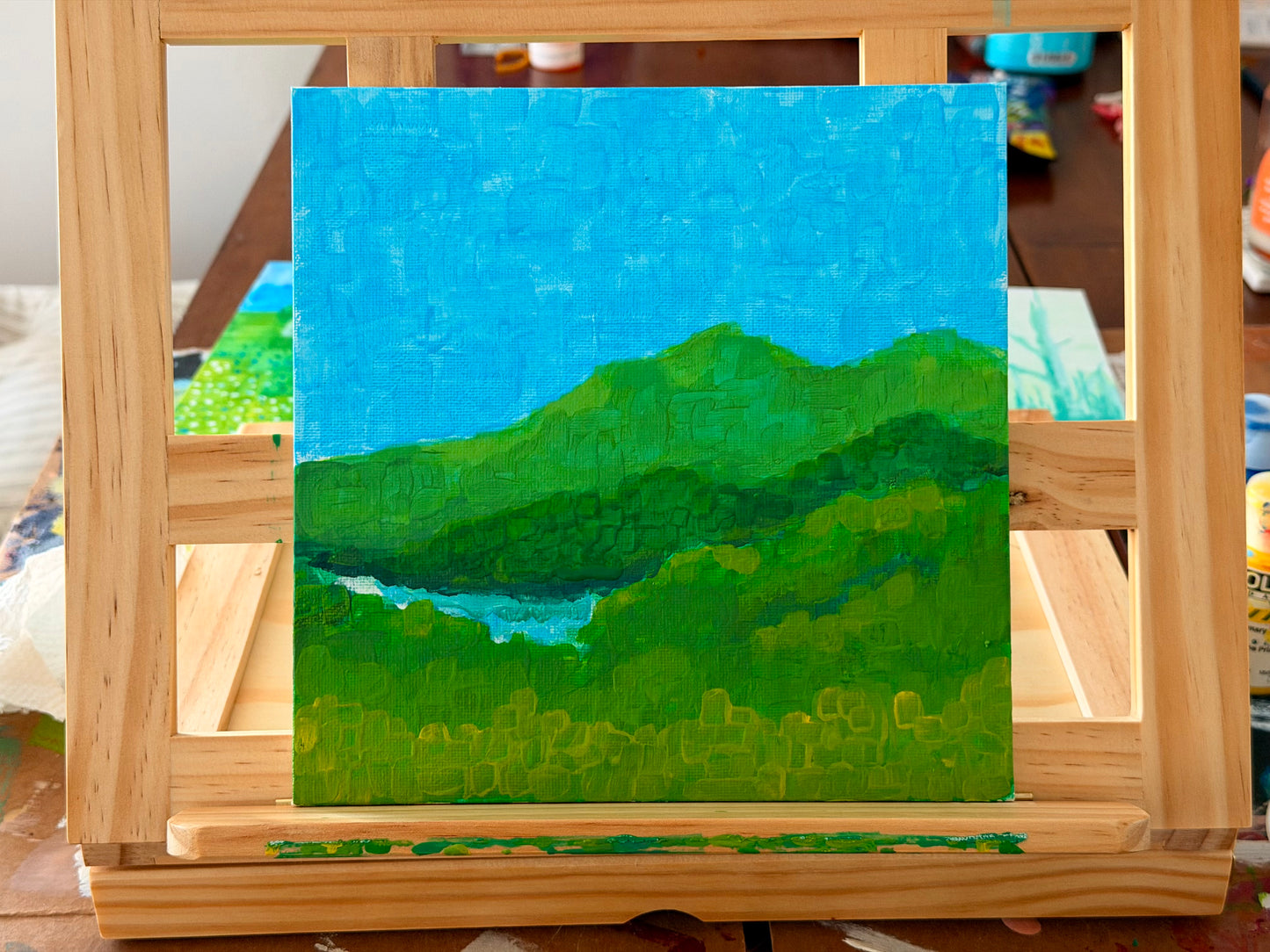 Mount Tamalpais from Bald Hill, 8 x 8 inch acrylic on canvas board.
